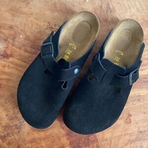 Birkenstock Black Suede Boston Clog
